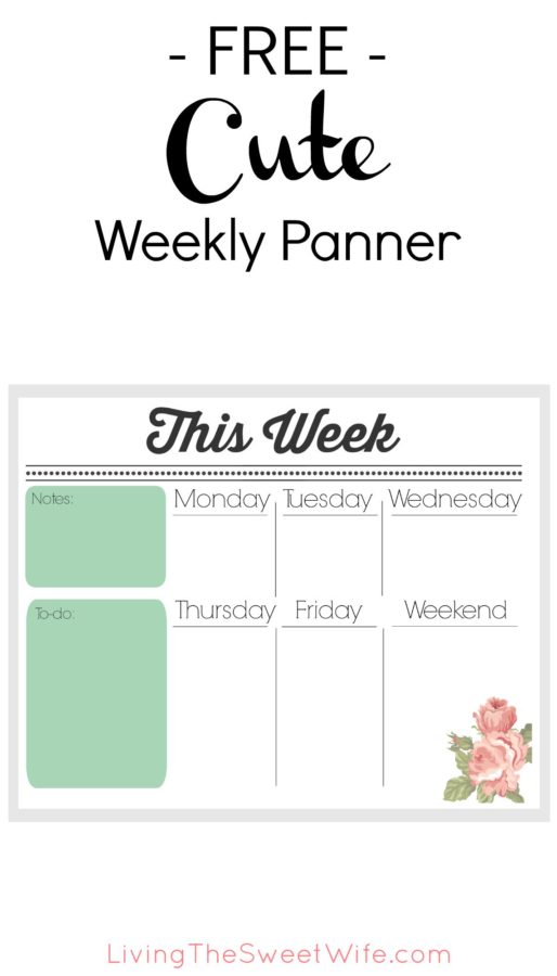Free Rose Weekly Planner Printable